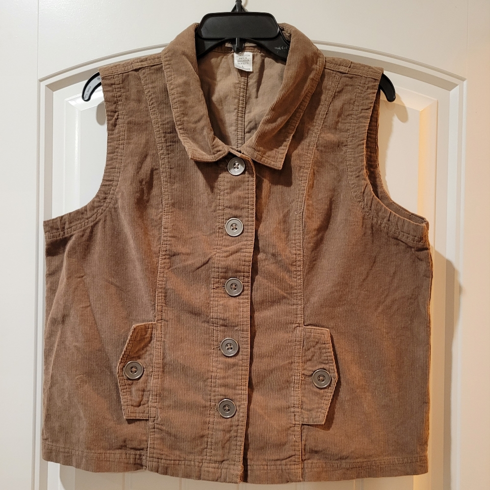 Rebecca Malone boxey taupe corduroy vest